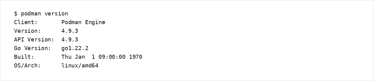 podman version（例）
