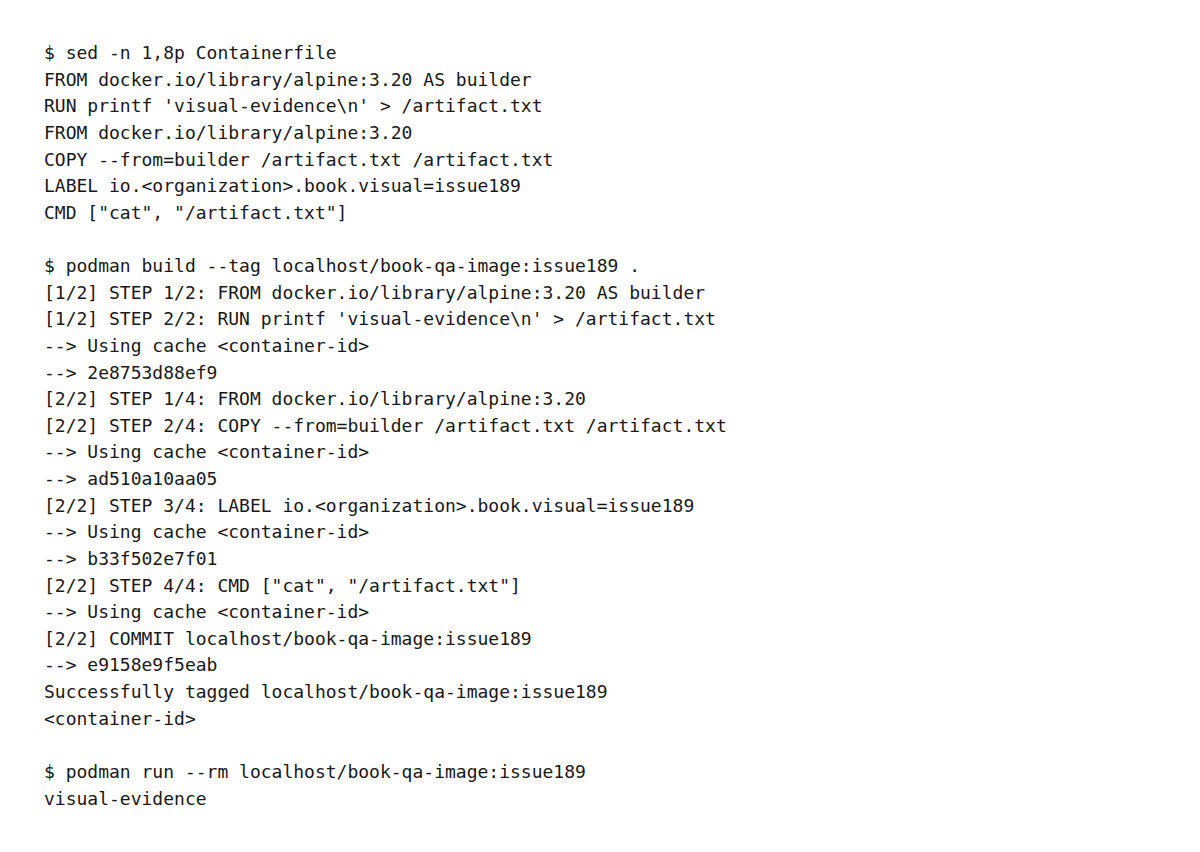Containerfileのstageとbuild成功・生成tagの対応を判断する出力