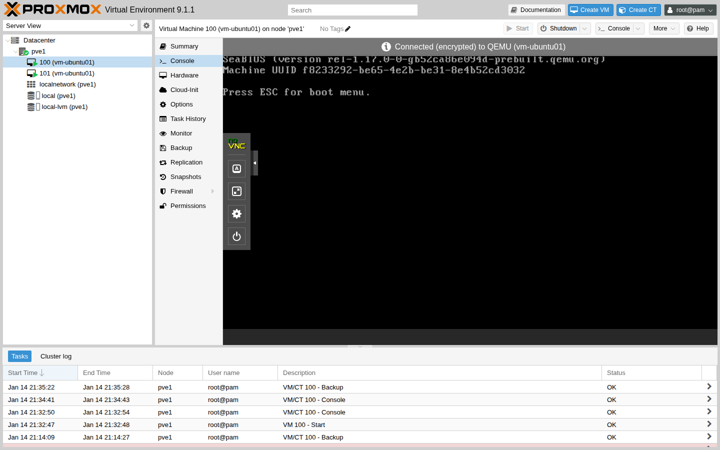VM: Summary / Console（例）