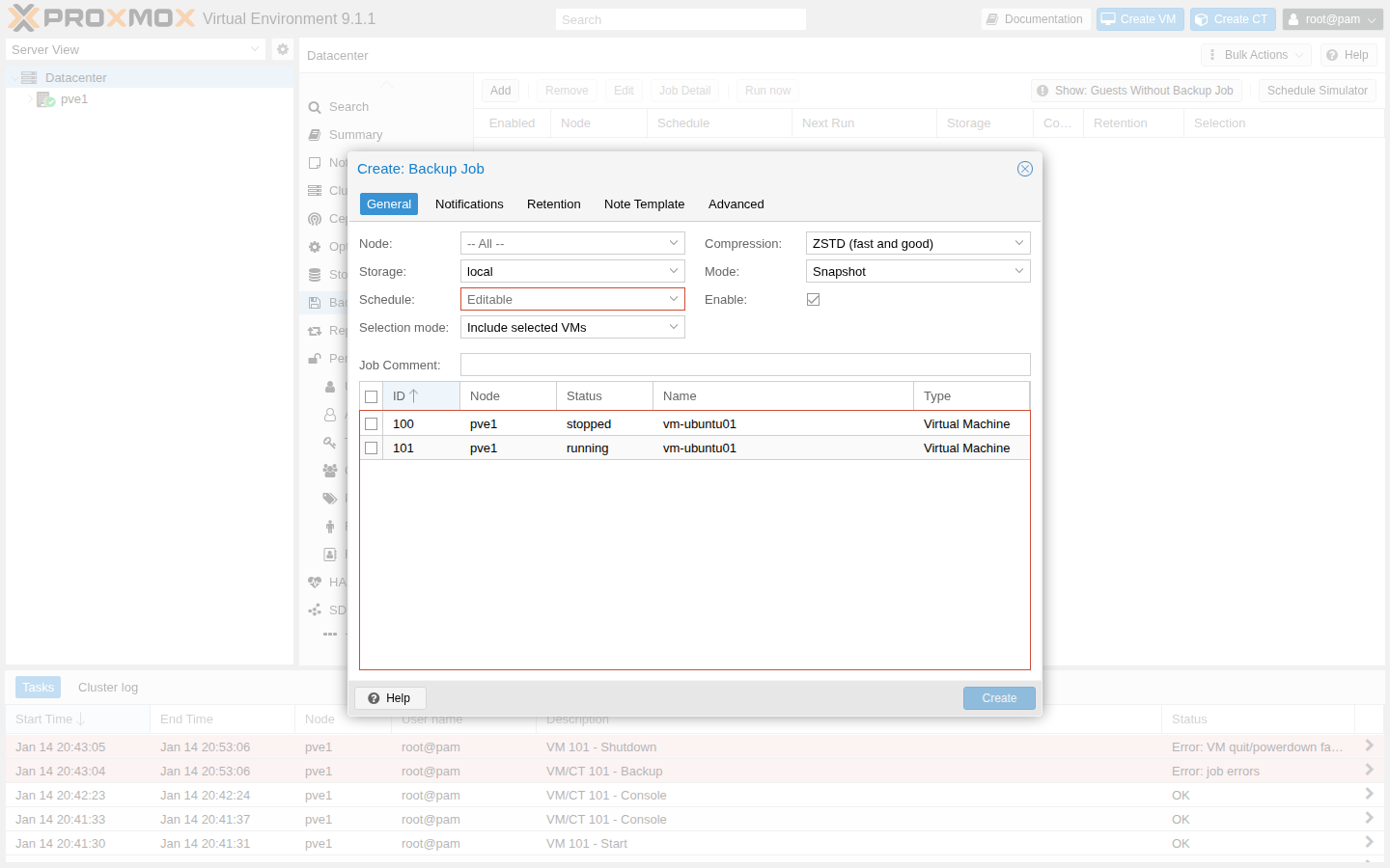 Create Backup Job（例）